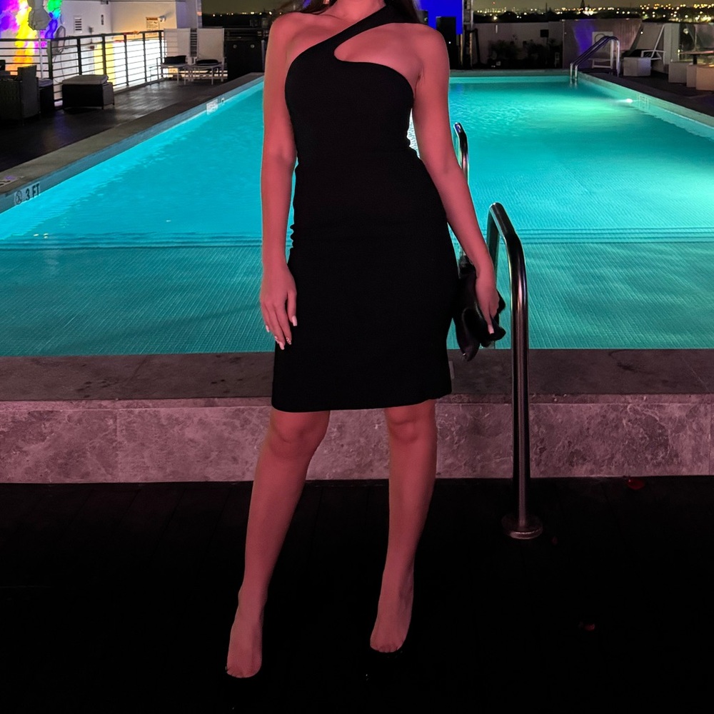 Black Asymmetric One-Shoulder Dress